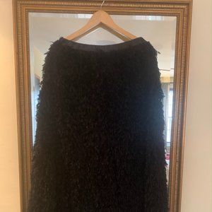 Anthropologie Black Feather Full-Length Skirt